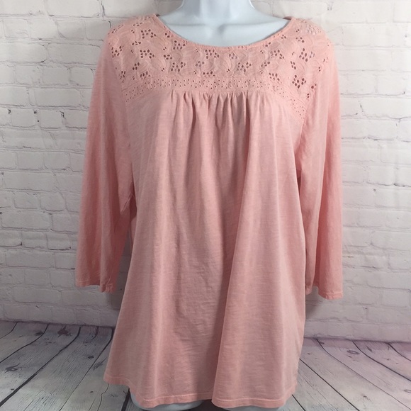 Sonoma Tops - Sonoma Pink Lace Detail Top